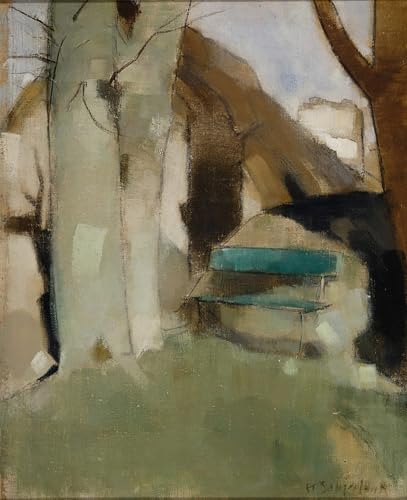 Lienzo cuadro de banco verde para decorar un rincon de lectura elegante