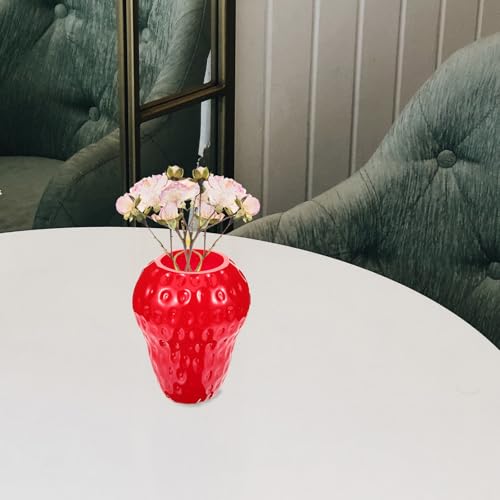 Vase en verre rouge design fraise elegant pour centre de table - 6