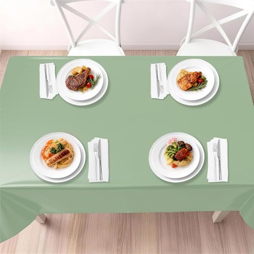 Image of Childom 3 Pack Sage Green Tablecloths,54 inchx108 inch Plastic Table Cloth Disposable for Rectangle Tables,Sage Green Table Cover for Dinner Outdoor Picnic Birthday Bridal Wedding Baby Shower Party Decoration