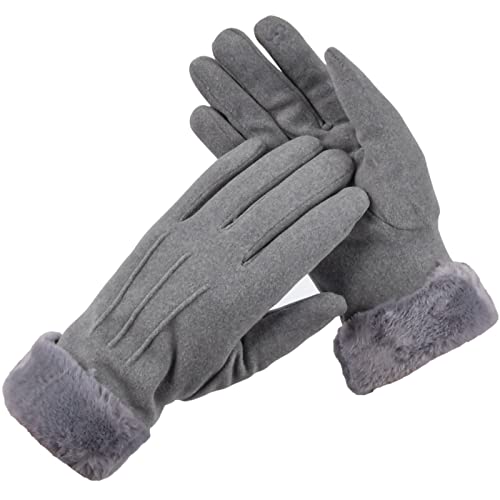 Chstarina Handschuhe Damen Winter, Winterhanschuhe Touchscreen, Plüsch-Handschuh Warm und Winddicht, Fleece Winterhandschuhe für Outdoors Frauen Damen und Mädchen (grau)