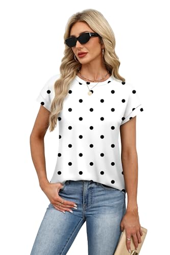 Image of Alaroo Womens Summer Tops Short Sleeve Shirts Crew Neck Tshirt Cute Trendy Tunic Blouses (S-3XL)