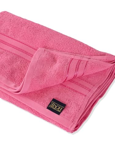 Image of Monte Carlo Essential 100% Cotton Bath Towel | 400 GSM Lightweight & Quick Dry | Soft Absorbent Large Towel 75x150 cm | Skin Friendly Daily Use Bathroom Towel for Men & Women (Jasper) | Sachet Pink