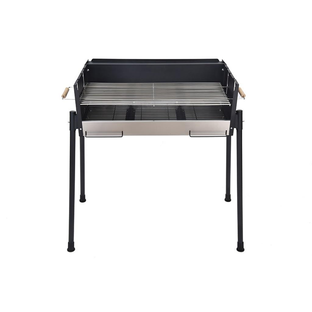 Parrilla para Barbacoa, Barbacoa para Exteriores, Barbacoa para el hogar, Parrilla de carbón Plegable, Tenedor, Utensilios para Barbacoa, Pescado a la Parrilla, Gris CLAR