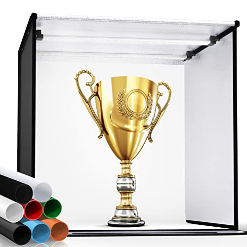 Photo Light Box 8 PCS Backdrops, SAMTIAN 24'/60cm Professional Studio Box Folded Shooting Tent 126 LED Lights with Continuous Lighting Portable Booth Table Top Photography Lighting Kit