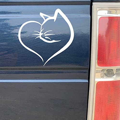Cat Heart Animal Lovers Decal Bumper Sticker - Sticker Bomb Vinyl Decal For Car Truck, Computer, Anywhere! Premium 6 Year Outdoor Vinyl (Black, 2) #TOP1