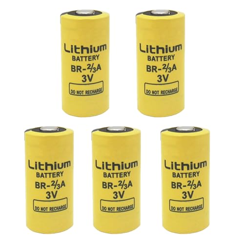 BALOLO (5-Pack) BR-2/3A 1600mAh 3.0V Non-Rechargeable Lithium Battery Replacement for Panasonic BR-2/3A FANUC A98L-0031-0006