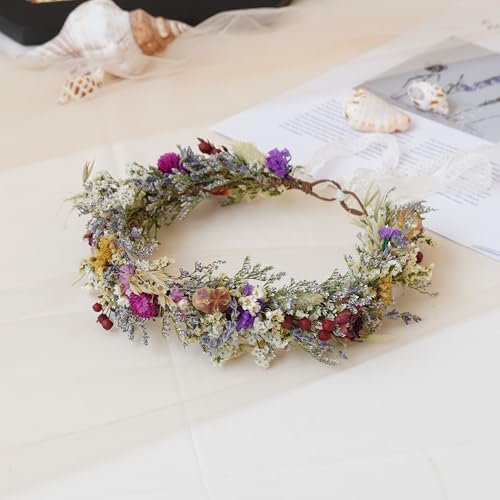 Corona de flores secas para cabello niña miniatura 2