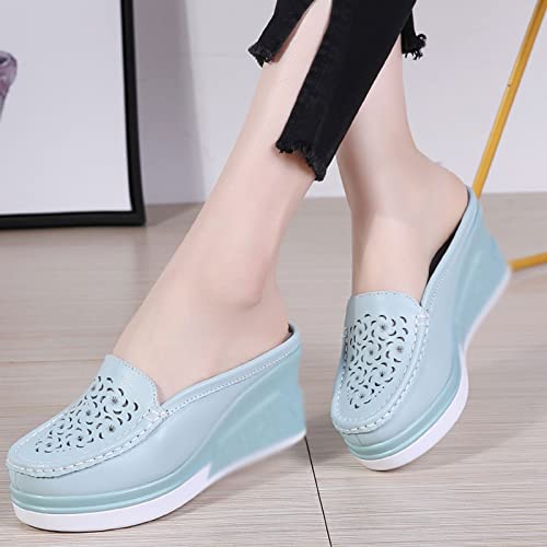 Slippers Women Summer Women Platform Slipper Floral Flats Breathable Leather Casual Shoes Slip-on Comfortable Shoes Wedges Sandals2