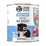 Premium Hundefutter Nass mit Rind - Hunde Nassfutter getreidefrei für Welpen und Junior - Unterstützt Haut & Immunsystem - Hundenassfutter mit 95,7% Fleischanteil - Natürliche Zutaten 800g Dose