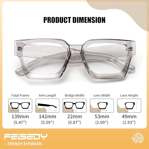Image of FEISEDY Retro Blue Light Blocking Glasses for Women Men 90s Classic Rectangle Frame Thick Chic Computer Eyeglasses B2383R