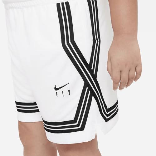Nike Dri-FIT Fly Crossover Big Kids' (Girls') Basketball Shorts (Extended Size) (White/Black, DD9151-100) Size Large Plus4