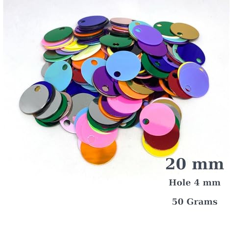 10/20/30 mm Flat Round Sequin Paillettes, Hole 4 mm Mix Color Assortment Acrylic Sequin - 1,76 Ounce (50 Grams) - 20mm Mix by bihızlı - Image 2