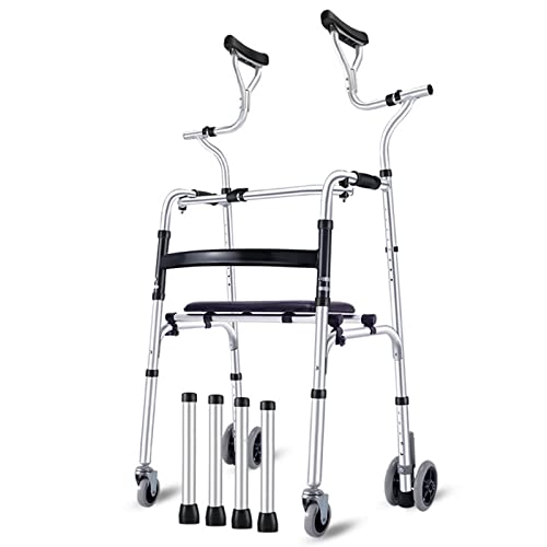 Andador plegable con ruedas y asiento ajustable para la movilidad de personas mayores