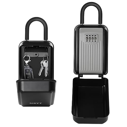 NBYT Portable Combination Lock keybox, Wall Mount,For House Keys Key Hiders to Hide a Key Outside,Waterproof Key Safe Storage Lock Box(With Shackle)