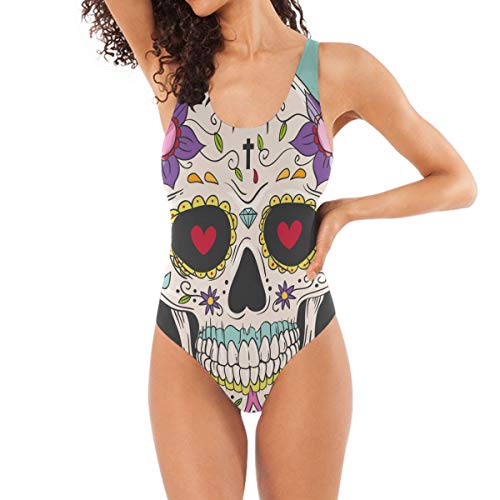 LDIYEU Teschio Scherzo Costume da Bagno Donna Un Pezzo Monokini Costume Intero Sexy Abbigliamento da Spiaggia per Estate Ragazza