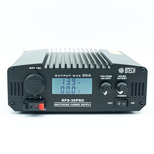 BTECH RPS-30PRO 30 Amp Regulated Universal Compact Bench Power Supply, AC-to-DC Power Convertor, 13.8V (9~15VDC Adjustable) with Noise Offset Adjustment, Includes Multiple Power Connections by BTECH - Used condition - US$126.28