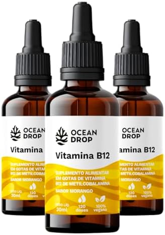 Kit 3 Vitamina B12 em Gotas Ocean Drop 30ml Sabor Morango