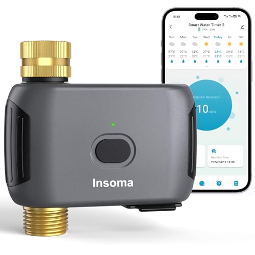 Insoma WiFi Water Timer for Garden Hose, Smart Sprinkler Timer, APP Remote Control WiFi Hose Timers, Voice Control with Alexa, Rain Delay and Manual Mode for Yard Lawn Watering