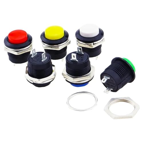 Interruptor pulsador momentáneo 16mm R13-507 redondo 6A 125V CA botón arcade pack 6 2