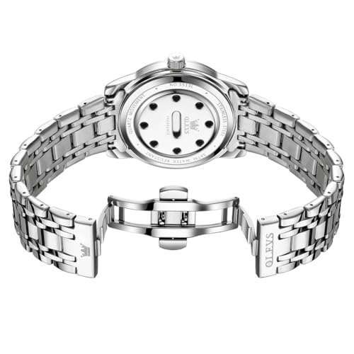 Image of OLEVS Mens Diamond Luxury Dress Stainless Steel Waterproof Luminous Watch