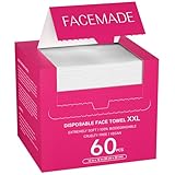 Face Towels XXL, 60 Count 12" × 12" Disposable Face Towel, Clean Facial Towels for Makeup Remove and Clean Skin, USDA Certified 100% Biobased Face Wipes, Super Soft and Thick