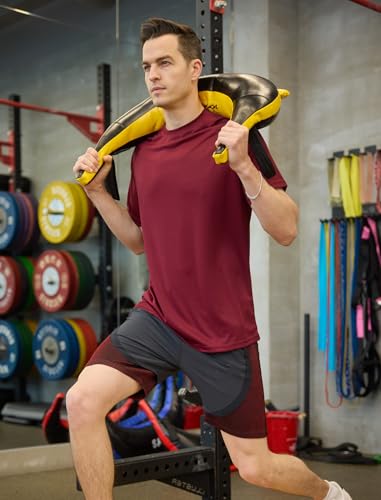 PINSPARK 5 Pack Workout Shirts for Men Short Sleeve Moisture Wicking Athletic Gym Tshirts Multipack Crewneck Plain Casual Tee3