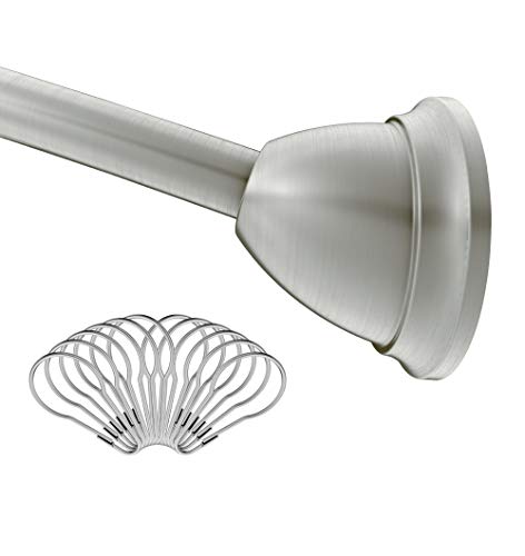 Black Friday - 60% OFF Moen MDN2170BN Curved Adjustable Single Shower Curtain Rod, Brushed Nickel