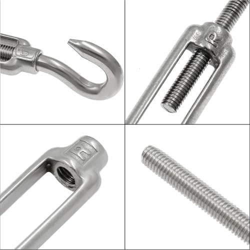 Paquete de 10 Tensores para Cable con Gancho M8 de Acero Inoxidable 304 Ajustables miniatura 2