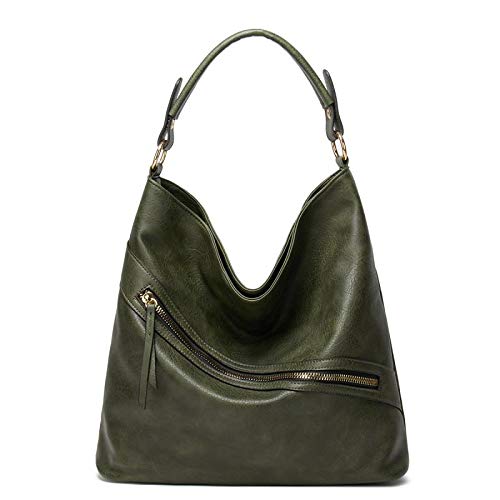 Hobo Bags for women Shoulder Bags Soft Vegan Leather Tote Handbags Large Purses tassel Work Bags Bucket Woman Satchel (B Green)