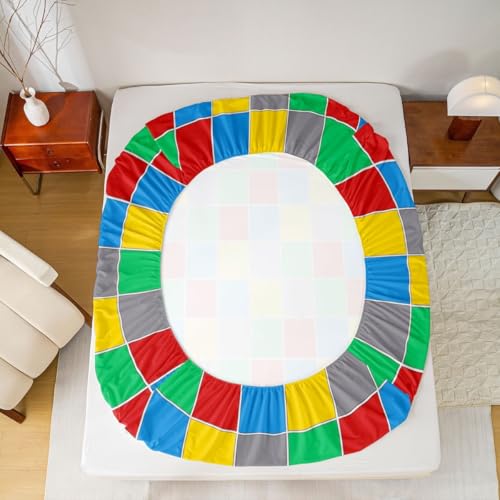 Image of Erosebridal Geometric Checkered Bedding Set Full Colorful Checkerboard Bed Sheets Rainbow Plaid Sheet Set Kids Boys Girls,Red Blue Green Yellow Grids Fitted Top Sheets 4 Piece