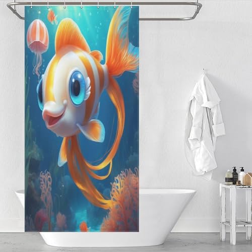 Rideau de douche poisson lavable pour stopper les éclaboussures d'eau - 2