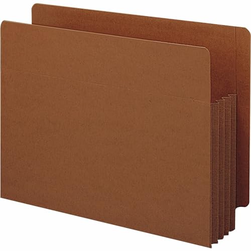 Smead End Tab Extra Wide TUFF® Pocket, Reinforced Straight-Cut Tab, 3-1/2" Expansion, Extra Wide Letter Size (10, Redrope)