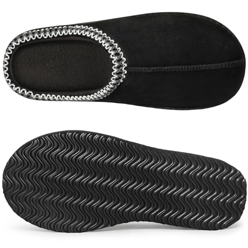 Litfun Memory Foam Slippers for Women Men Cozy Warm House Shoes Indoor and Outdoor, Black 38/393