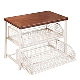 Sharplace Organizador de Cafetera Estante de Barra de Café para Encimera, Soporte para Tazas y Accesorios Cocina de 2 Pisos Madera Hierro Cajón Extraíble Adecuado para Uso Doméstico Oficina, Blanco