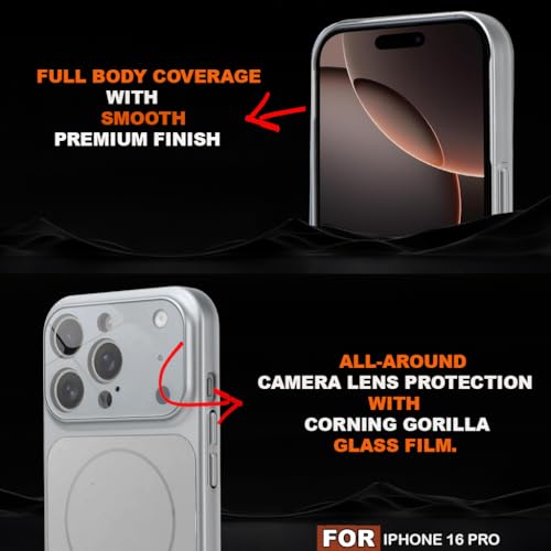 Image of SHINESTAR iPhone 16 Pro Case - Premium Shockproof Protective Cover, Wireless Charging Compatible, Slim & Durable Luxury Back Cover with Camera Protection (Silver)