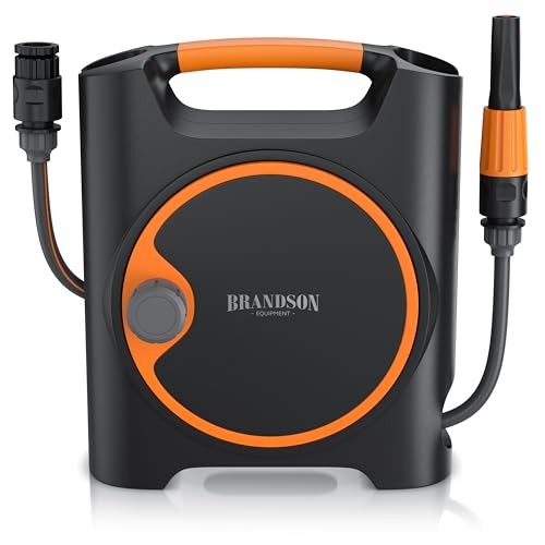 Brandson - Schlauchbox 10 + 1,5 m - Gartenschlauch Trommel 3/4 Zoll - Schlauchaufroller - 10 Meter Schlauch – 11 mm Schlauchdurchmesser – Schnellkupplung ½ Zoll – Schlauchtrommel für Garten Terrasse