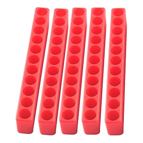 HSCGIN 5PCS 11 Holes Hex Shank Screwdriver Bit Holder Storage Case Plastic Screwdriver Head, Red Cover