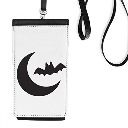 Porte-monnaie Halloween en faux cuir noir imprimé lune et chauve-souris