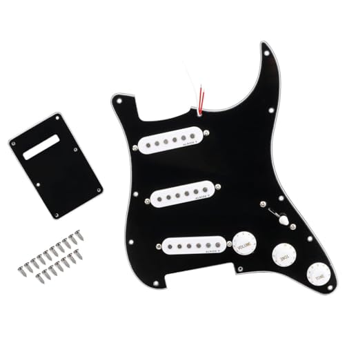 Pickguard Stratocaster SSS noir pré-câblé avec micros Alnico V pour guitare