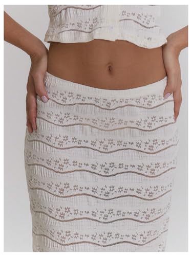 Milumia Women's Hollow Out Knitted Maxi Skirt Boho Low Waist Sheer Summer Long Skirts4