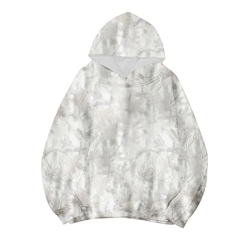 MBDWWLC Camo Hoodie Womens Maple Leaf Printed Fleece Oversized Hooded Sweatshir Casual Long Sleeve Pullover Top with Pocket