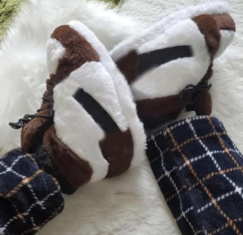 Image of Warm Furry Sneakers Slipper Comfy House Shoes Winter Plush Fuzzy Slipper Shoes For Women Men One Size Fits Most Fluffy Slides For Indoor Outdoor Bigfoot Gifts Houseshoes
