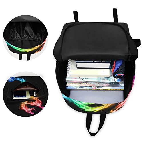 Mochila dourada com dragão de fogo, mochila escolar leve para adultos, adolescentes, estudantes, men