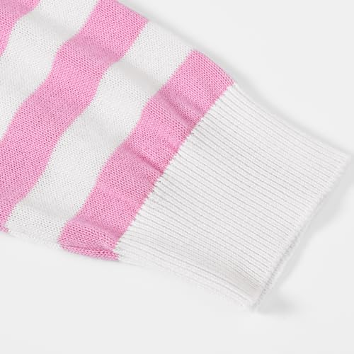 JSTEX Girls Sweaters Cotton Striped Knit Sweater Long Sleeve Crew Neck Kids Pullover Sweater for Girl Size 6-124