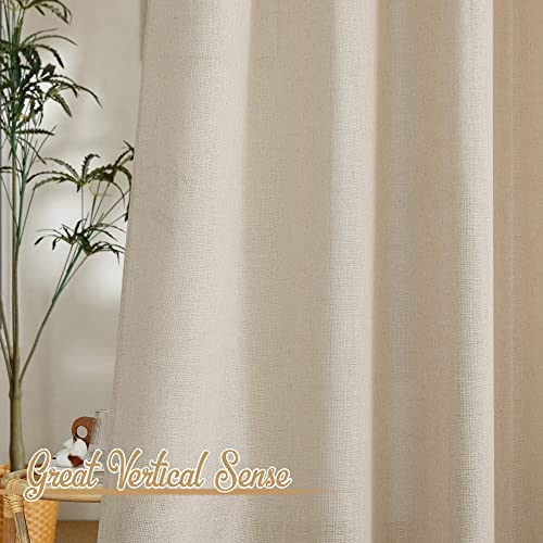 NICETOWN Cream Beige Linen Curtains & Drapes 84 inches Long, Grommet Flax Linen Burlap Semi Sheer with Light Filtering Privacy Window Treatments for Living Room, W52 x L84, 2 Pieces