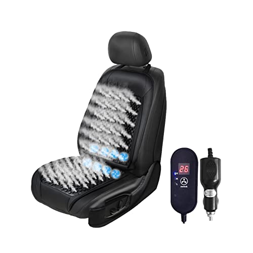 YBaoTuu Autositz Kühlung, Sitzauflage Auto Gegen Schwitzen, Weiches Gummidesign, 8 Ventilatoren, Sommer Kühlung Sitzauflage Im Auto Für Auto Vordersitz-Black