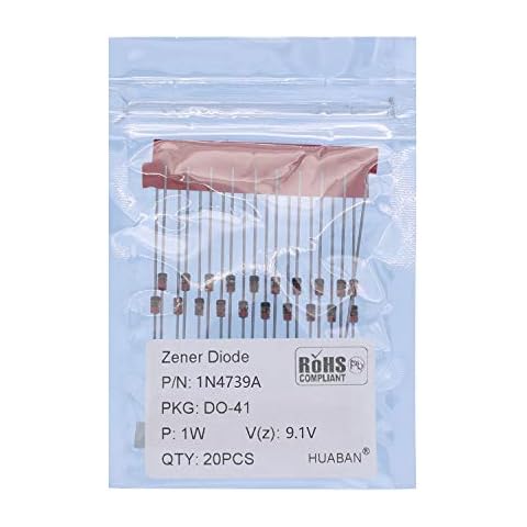 20PCS 1N4739A 1N4739 Silicon Planar Power Zener Diode 1W 9.1V DO-41 Axial Diodes 1 Watt 9.1 Volt Cover