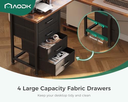 Aodk L Shaped Desk With 4 Tier Drawers thumb #3