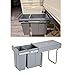 tonchean Pull Out Trash Can Under Cabinet Under Sink Double Sliding Trash Can Kitchen 20 + 10 Quart Recycling Bin Waste Container for Garbage Classification，Under Cabinet Bottom Mount