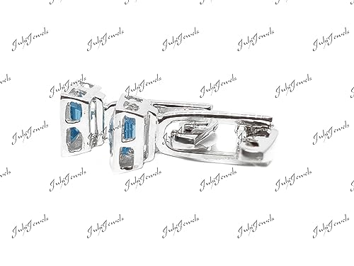 Mancuernillas de Plata con Topacio Azul 6 mm Cuadradas miniatura 3